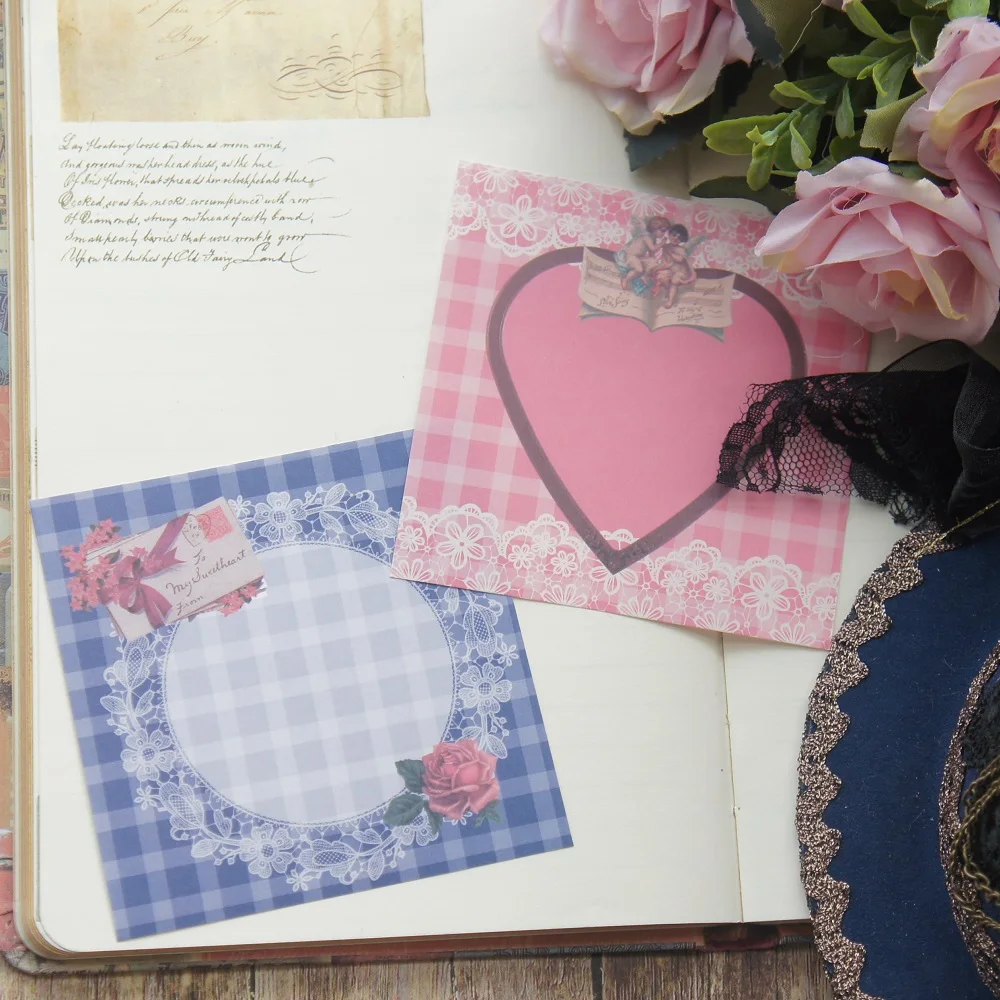 30 шт. квадратная синяя Роза цветок Сердце рамка дизайн бумага креативное ремесло