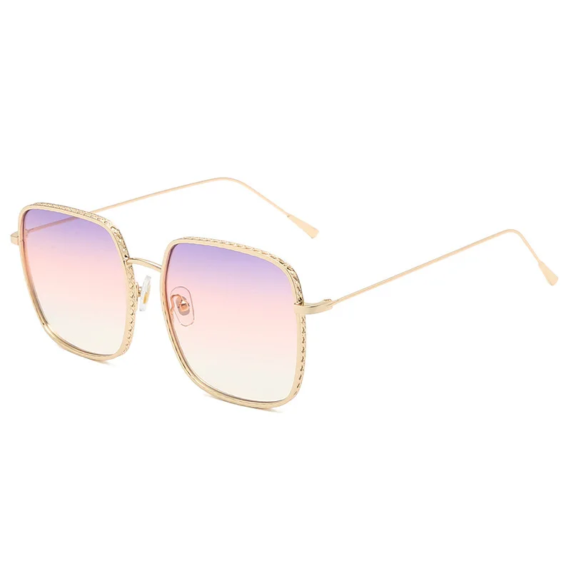 Градиентные Женские квадратные солнцезащитные очки с бриллиантами золотые