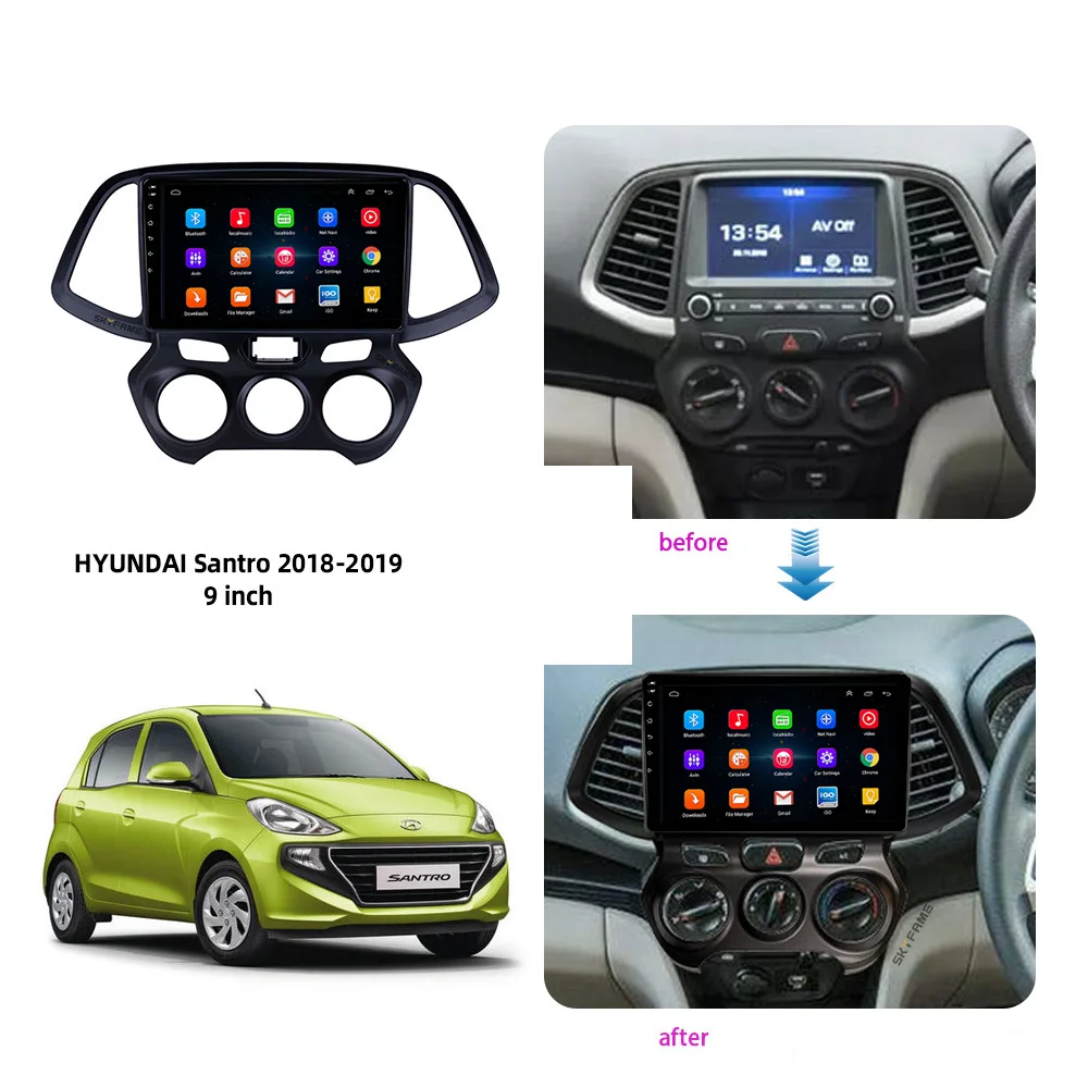 

Автомагнитола 2 + 16 дюймов, 2DIN, android 10, мультимедийный DVD-видеоплеер, навигация, ТВ для Hyundai Santro 2018 2019, автомагнитола MP5