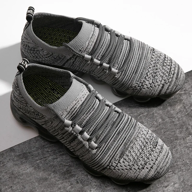 

Spring Casual Shoes Sneakers Men Comfortable Casual Shoes Breathable Solid White Fashion Knitting Mens Causal Black