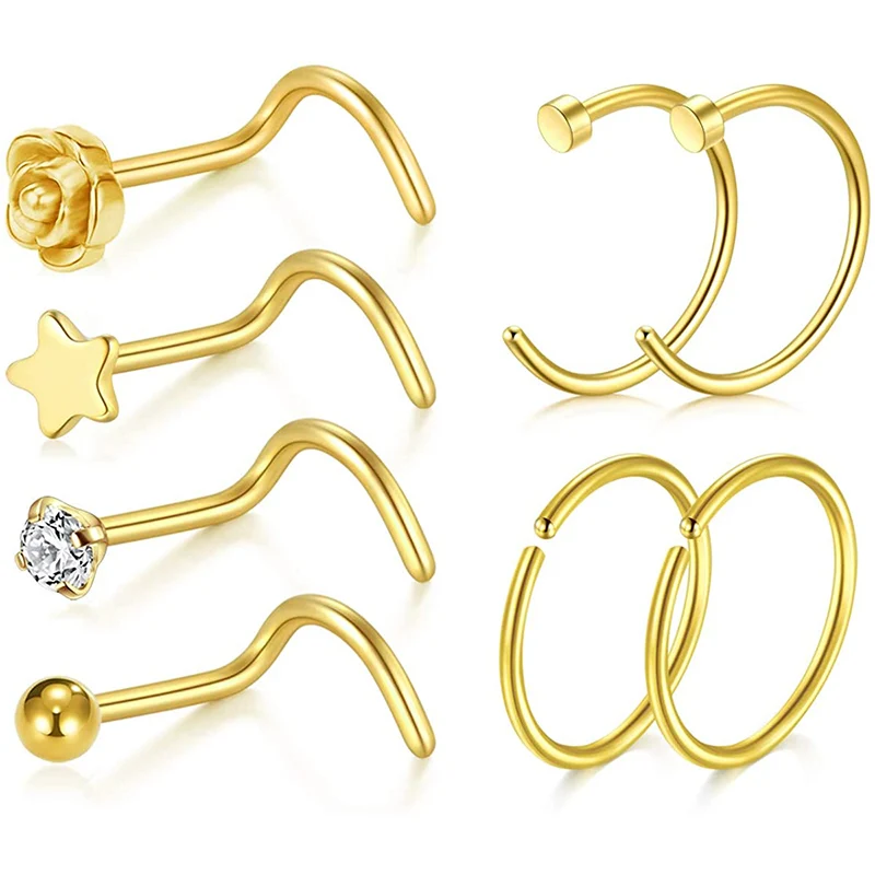 Zolure 20 калибровочный хирургический стальной нос кольцо-гвоздики винтовые шпильки