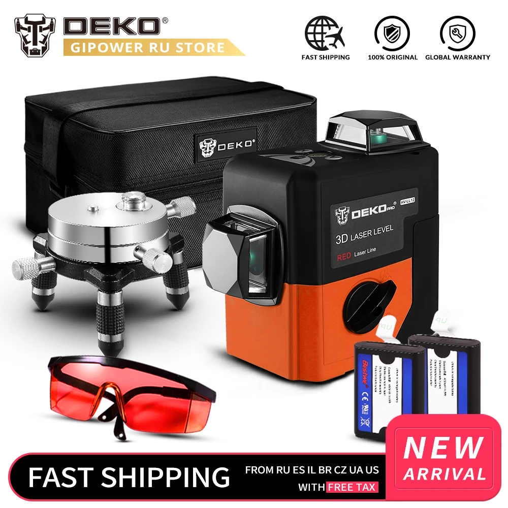 DEKO 3D лазерный уровень самонивелирующийся 12 линий поворот на 360 градусов