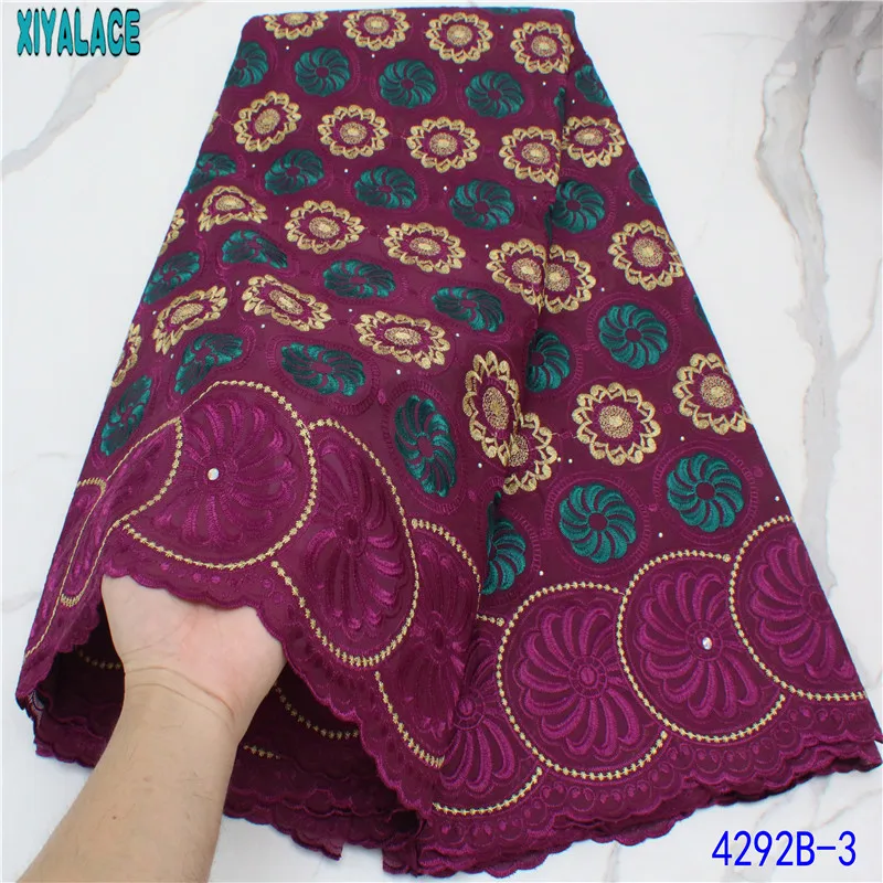 

Swiss Voile Lace in Switzerland Hot Sale African Cotton Lace 2021 Brode Lace Fabric Embroidery with Stones for Women KS4292B