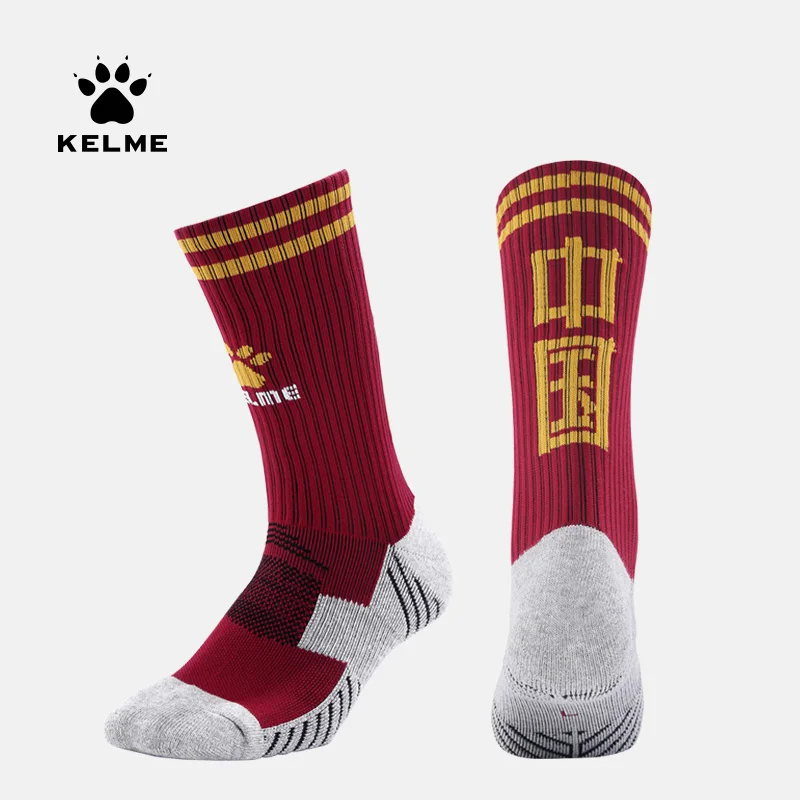 

KELME Football Basketball Socks Chinese Commemorative Version Towel-Sole Non-Slip Silicone Socks Middle Tube Sock 9896318