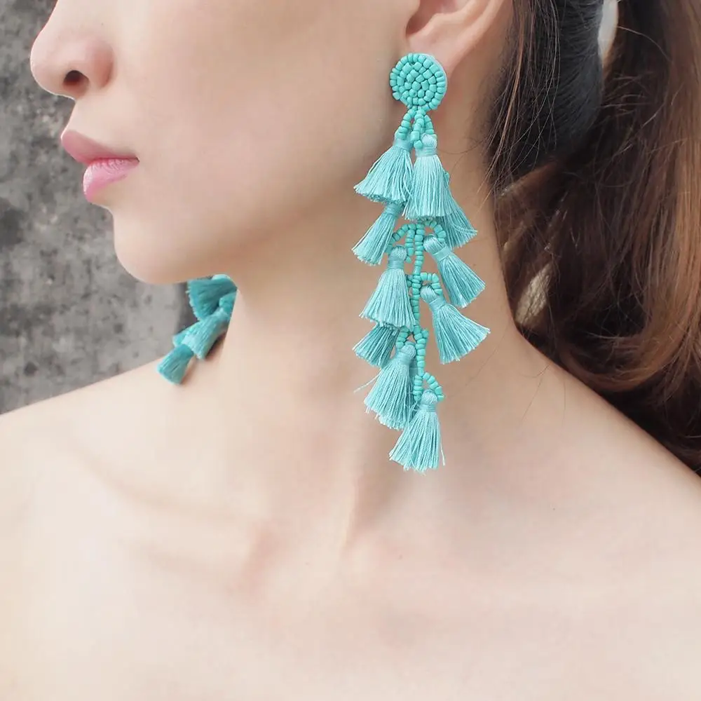 MANILAI полимерные серьги с бусинами и кисточками для женщин Бохо ручной работы