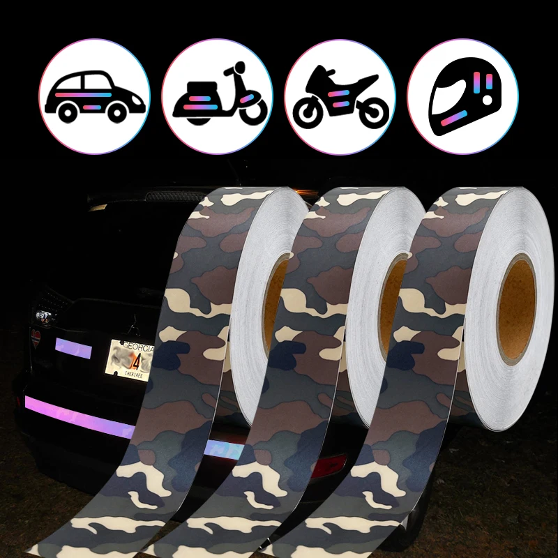 

Self-Adhesive Camo Reflective Fabric Car Sticker Multi-Size for Road Safety Reflective at Night