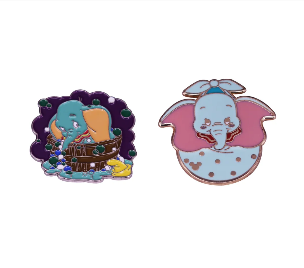 

Disney Creative Cartoon Animation Brooch Fun Bathing Time Dumbo Badge Girl Collar Pins Bag Clothing Accessories Birthday Gifts