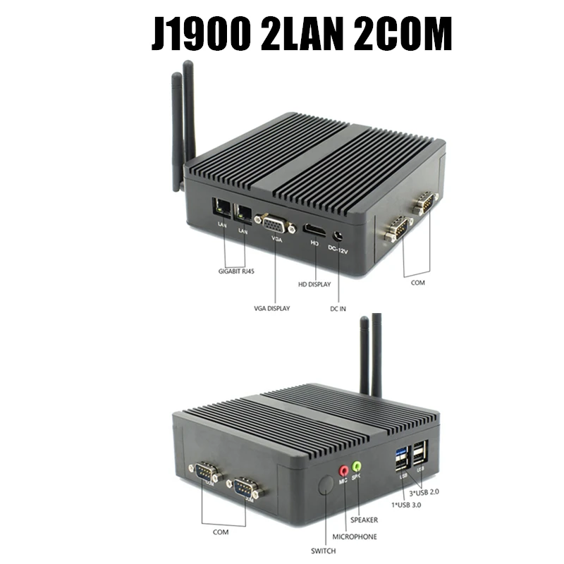 Мини ПК TOPTON без вентилятора Intel N3160/J3160 J1900 четырехъядерный Pfsense Barebone мини сервер 2