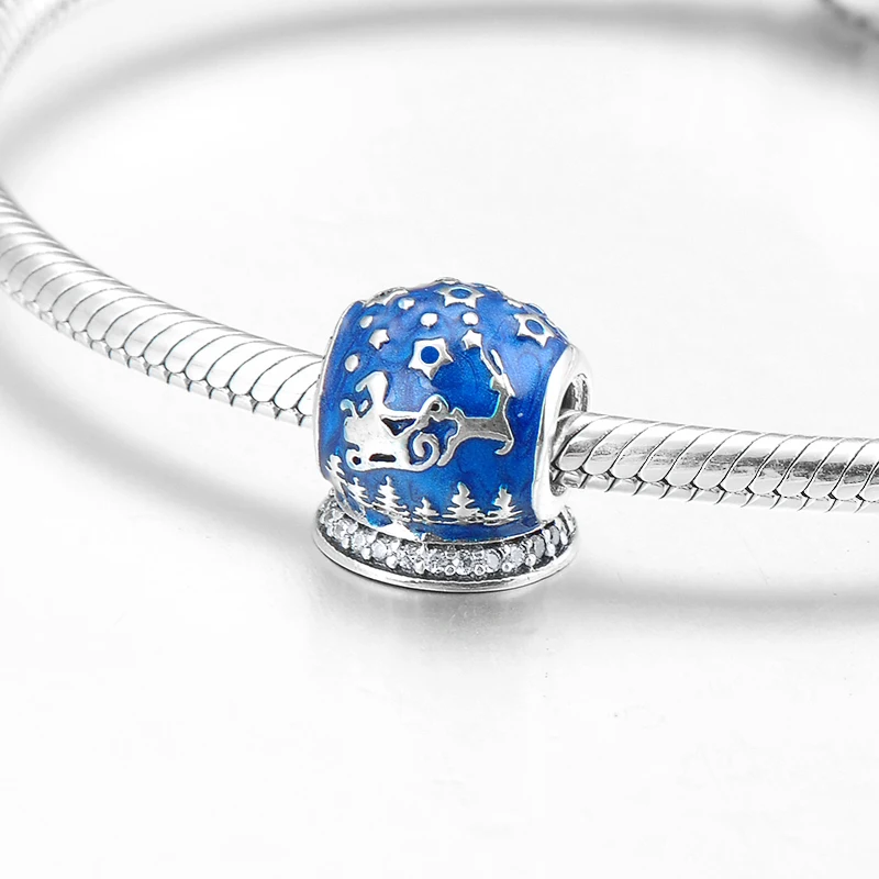 Синий эмалированный Рождественский шар для желаний из серебра 925 пробы изящные