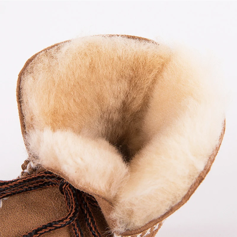 Warm Winter Genuine Leather Wool Fur Baby Boy Boots Toddler Girls Soft Moccasins Shoes with Plush Sheepskin Infant Booties |