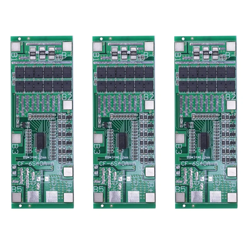 FULL-3X 24V 6S 40A 18650 Li-Ion Lithium Battery Protect Board Solar Lighting Bms Pcb With Balance For Ebike Scooter