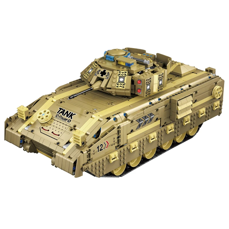 

High-Tech Electric Remote Control Crawler Armored Car Military Tank Land Big Mac Building Blocks 1763pcs Bricks Toys 86001