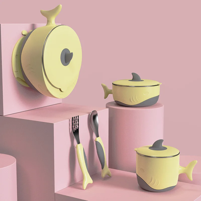 Детская чаша из нержавеющей стали с ложкой и вилкой присоска для еды | Мать