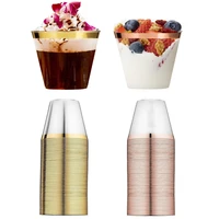9oz 250ml rose gold plastic cup wedding disposable gold cups clear party beverage wine glass xmas fancy cocktail glasses