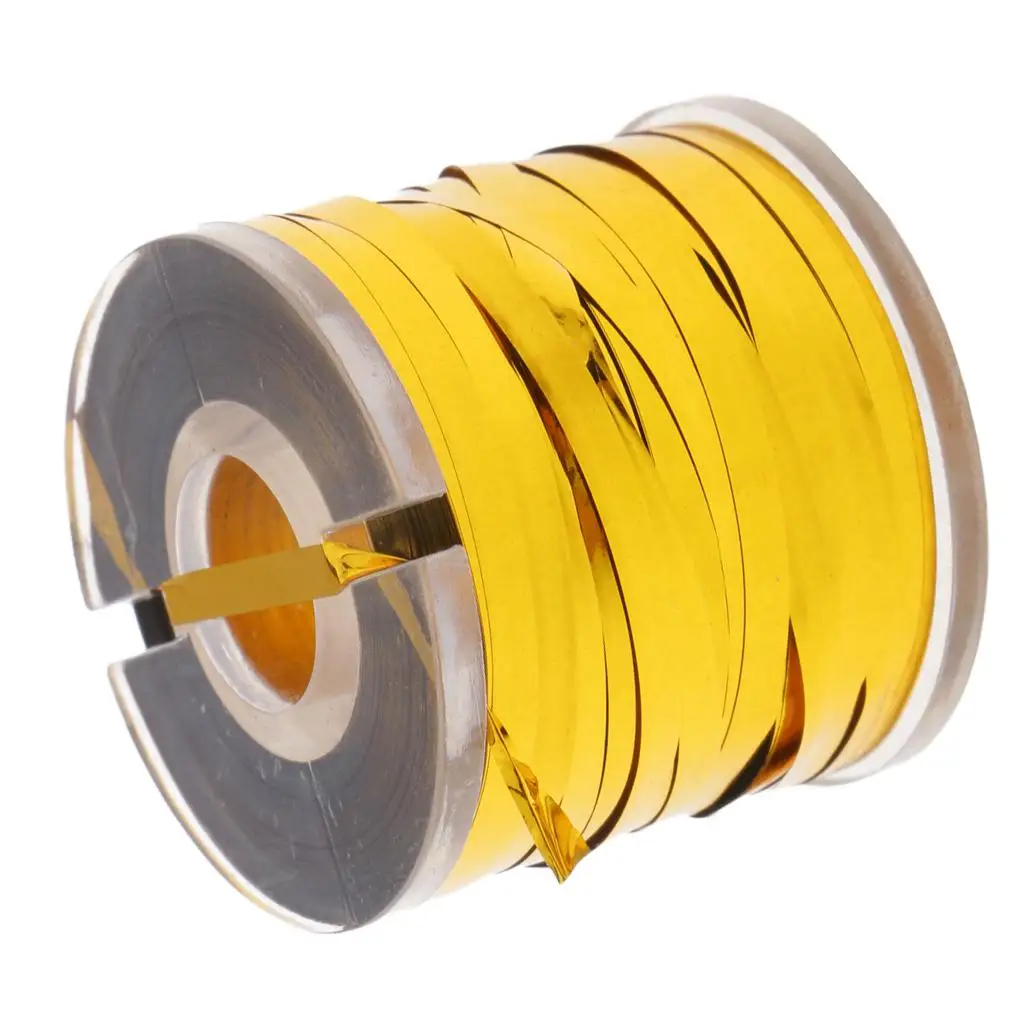 Gold 1 Spool Fly Tying Tinsel Flash Tape Holographic Lure Tape Fly Tying Material Fishing DIY tools 183m - Цвет: Gold