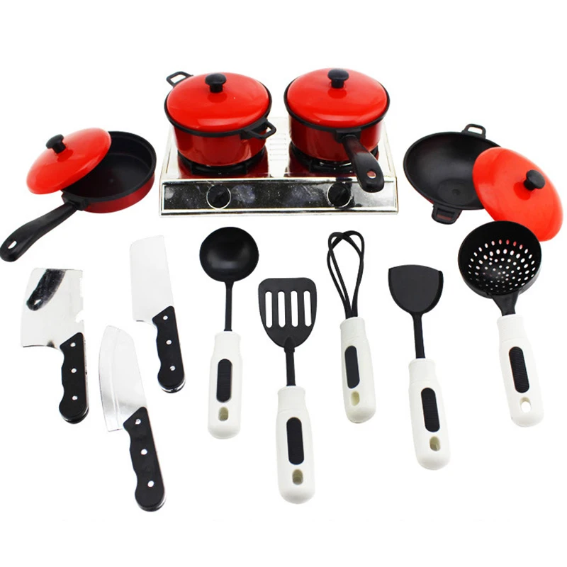 Kid Kitchen Toys 17Pcs/Set Simulated Mini Kitchen Cookware Pot Pan Set Tableware Pretend Play Safe Cute Children Girl Toy Gift