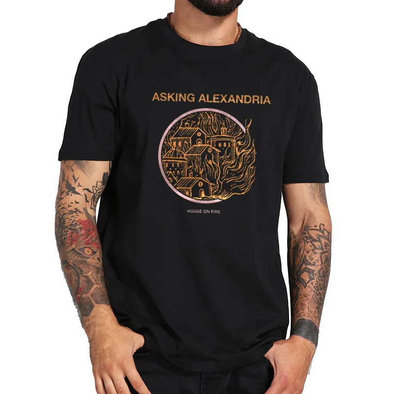 Asking Alexandria T Shirt Album Like A House On Fire Tshirt British Rock Band EU Size 100% Cotton Camiseta | Мужская одежда