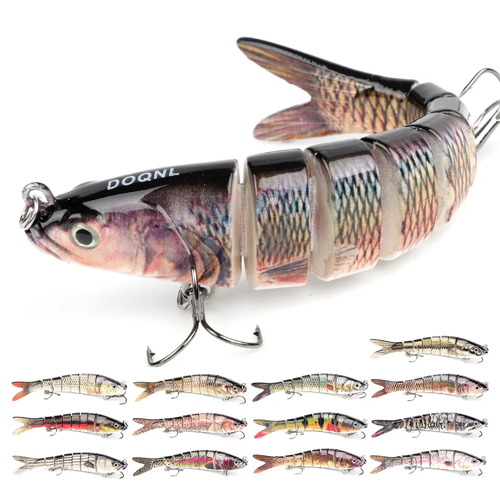DONQL 8 Segment Crank Fishing Lure 13.8cm ArtificialSinking Wobblers Crankbait Plastic Hard Swimbait Bass Trout Fishing Lures