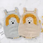 Осень-зима младенческий Детский комбинезон для новорожденных, для маленьких мальчиков и девочек с милым принтом Лев головка для девочек одежда на бретельках детские комбинезоны для мальчиков и девочек детский вязаный детский комбинезон