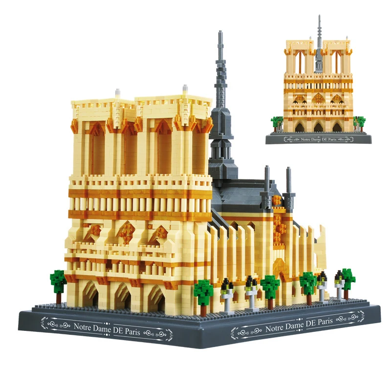 

YZ World Architecture Notre Dame de Paris Church Museum 3D Model DIY Mini Diamond Blocks Bricks Building Toy for Children no Box