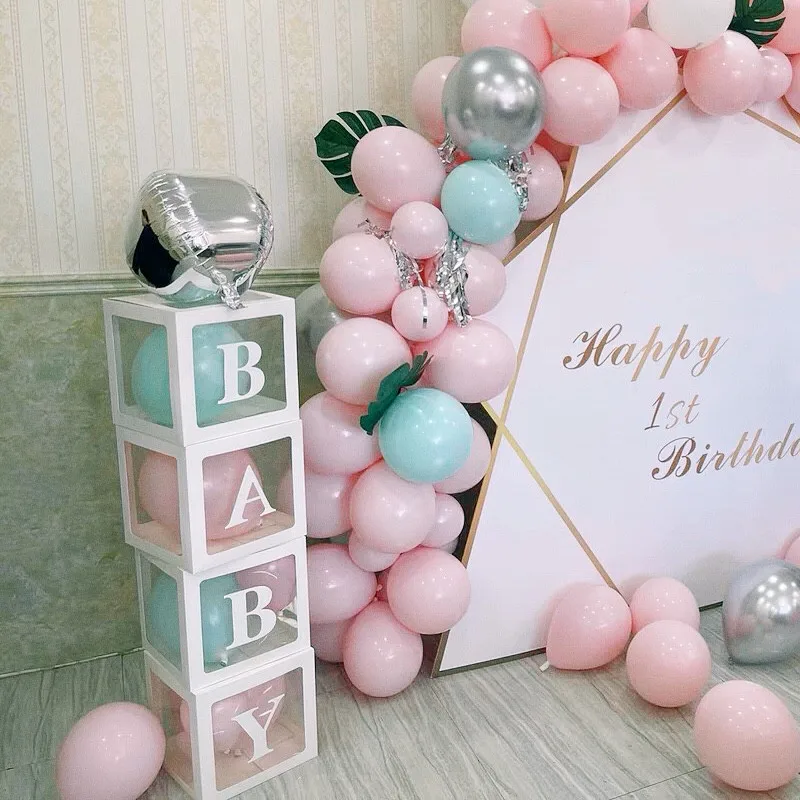 

Baby Shower Decorations Boy Girl 12inch Transparent Box Wedding balloon Air First 1st Birthday Party Decorations Kids Ballon