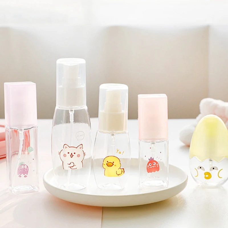 

Travel portable cute printing liquid super fine spray transparent bottle