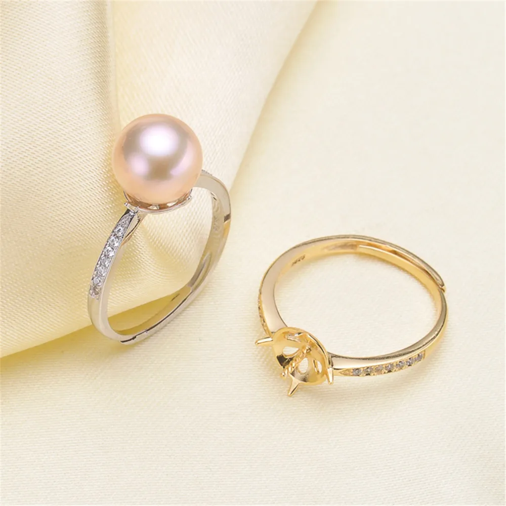 

Модные дизайнерские кольца, основа из стерлингового серебра 925 пробы, женские кольца с жемчугом «сделай сам», аксессуар без жемчуга