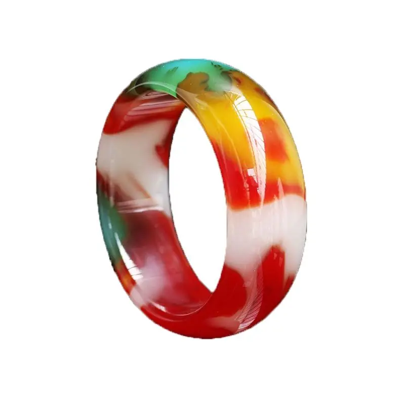 Цветной нефритовый браслет из агата и нефрита широкий утолщенный Синьцзяна