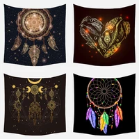 custom black dream catcher feathers tapestry hippie tapestries wall art decor hanging fabric living ceiling room cgt014