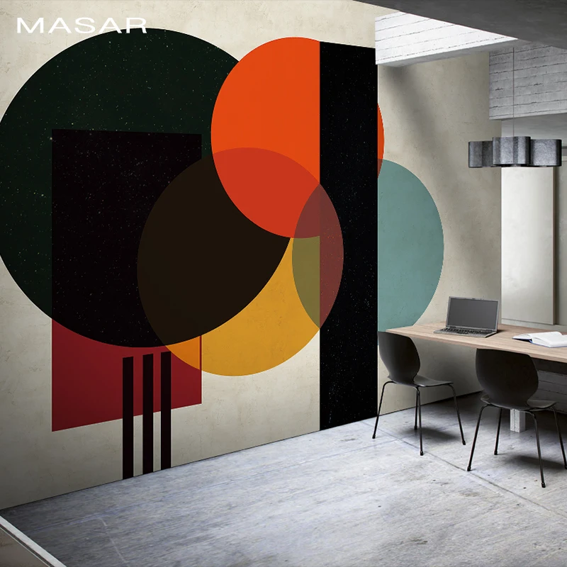 

MASAR Large circular geometric color mural corridor sofa bed background wall paper waterproof wallpaper Chromatic night