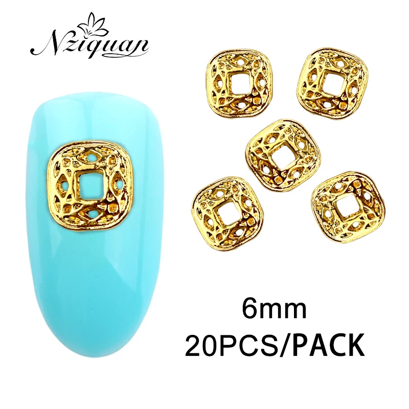 

NZIQUAN 20 шт. геометрическое художественное украшение для ногтей сделай сам украшение для ногтей Четырехцветная металлическая декоративная н...