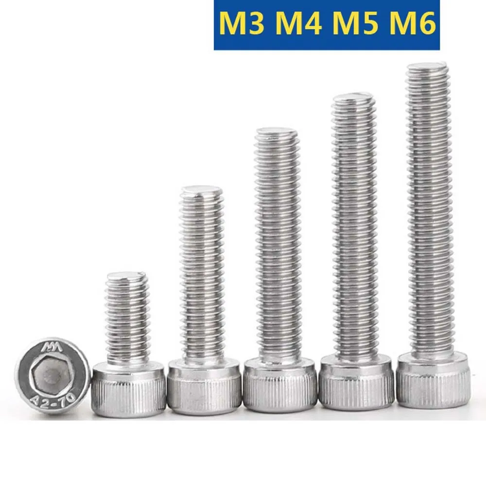 304 A2 Винты M3 M4 M5 M6 нержавеющая сталь DIN912 Шестигранная головка с шестигранным