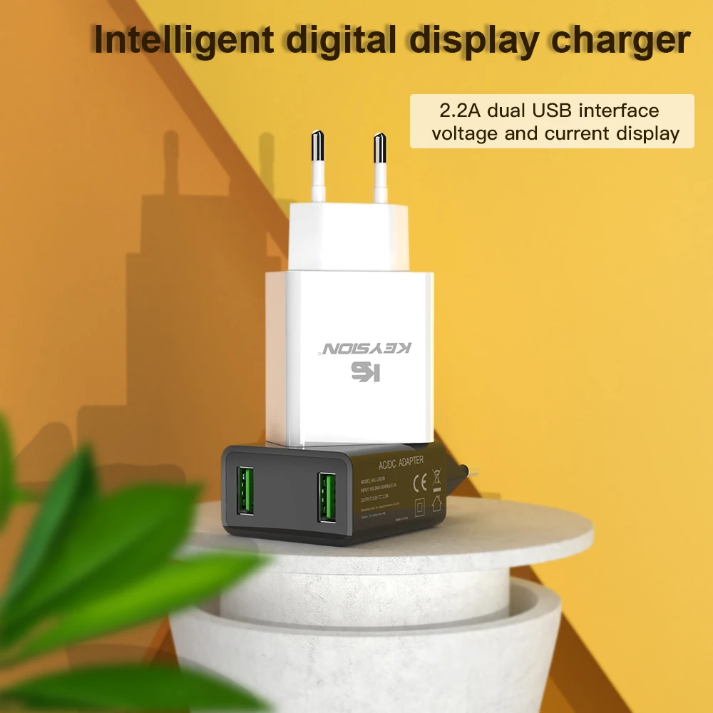 KEYSION LED Display USB Charger for iPhone 11 iPad Plug Fast Wall Samsung Xiaomi Huawei Mobile Phone adapter | Мобильные телефоны и