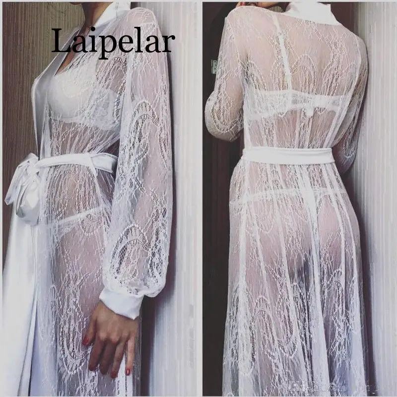 Женская Сексуальная атласная пижама с кружевом халат одежда для сна