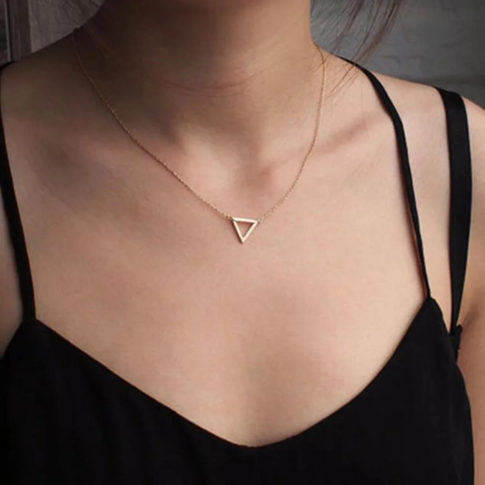 Ожерелье с треугольными цепочками женское нежное ожерелье минималистичными