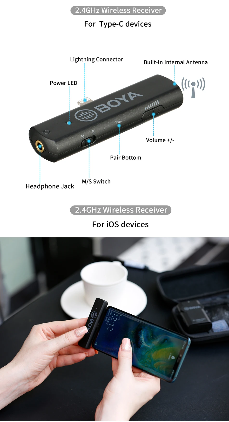 Boya BY-WM4 pro 2.4g sem fio microfone