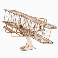 aircraft model wood airplane toy kit building collection wright brothers flyer plane 3d wooden assembly puzzle for kids adults