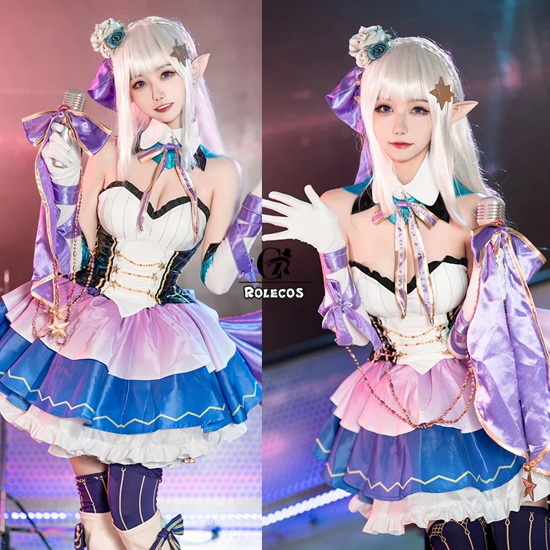 Костюм для косплея ROLECOS Re Zero Emiria Life In A other World From женский костюм юбка носки Хэллоуин