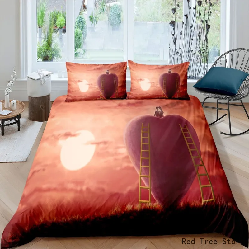 

Bedding Set 3d Printed Cartoon Romantic Duvet Cover Set with Pillowcase 2/3pcs for wedding Festival Single Double Queen Size Set