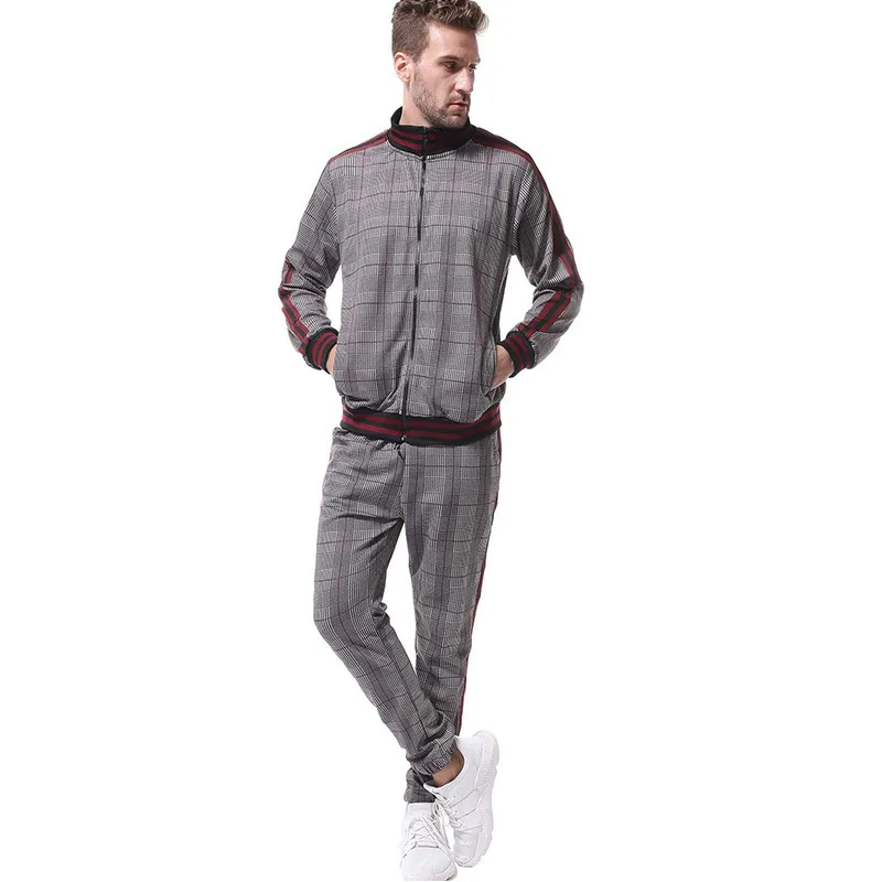 

2021 Autumn New Men's Casual Fitness Running Sportswear New Long Sleeve Zipper Shirt Set