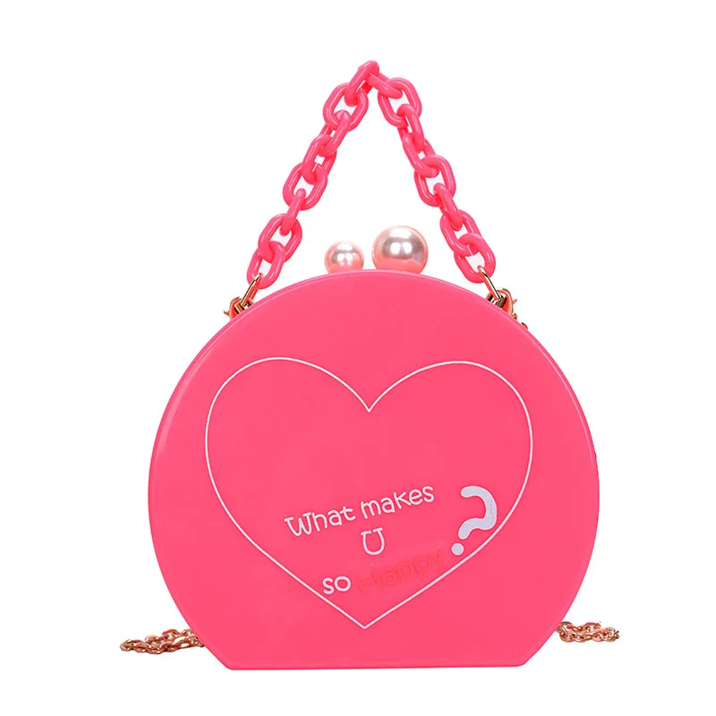 

Small Fresh Acrylic Box Bag 2021 Summer Trend Fashion Candy Color web celebrity Chains Handheld Crossbody Small Round Bag