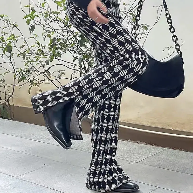 

Streetwear Green Abstract Painting Woman Pants Long Flare Pants 2021 Summer Elegant Office Lady Top Fashion Graphic Bottom Pants
