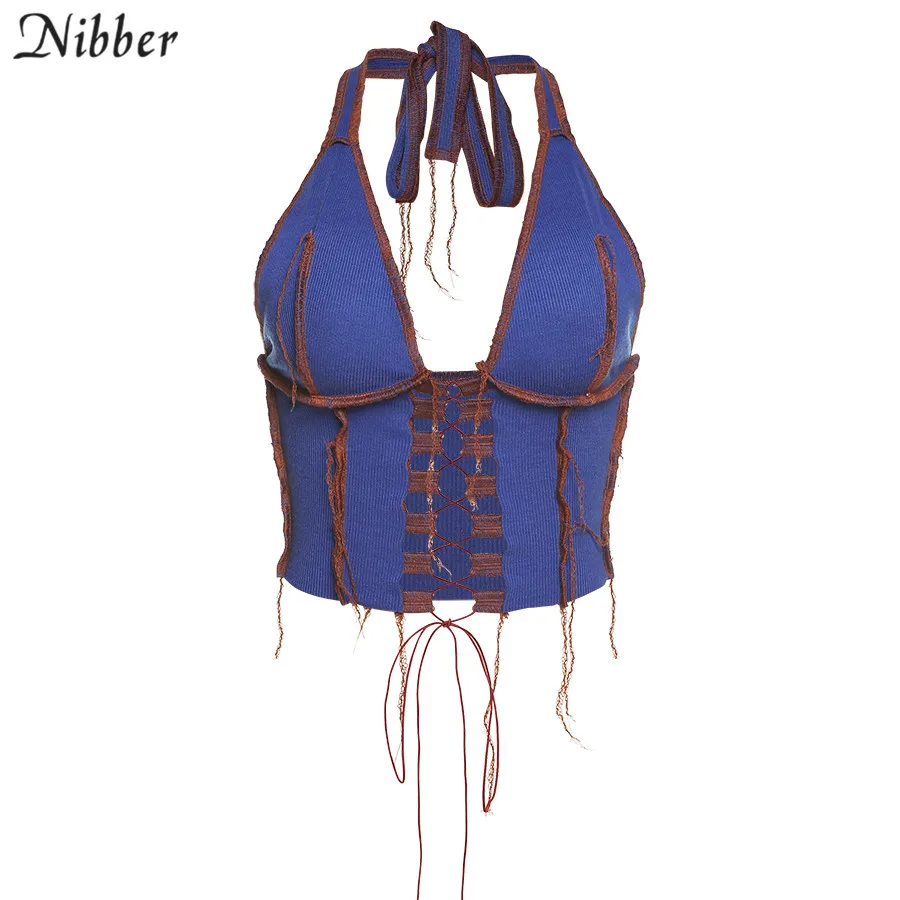 

MDNG halter v-neck hollow out sexy camisole street backless knitting sleeveless croptop vogue slim club party female tank top