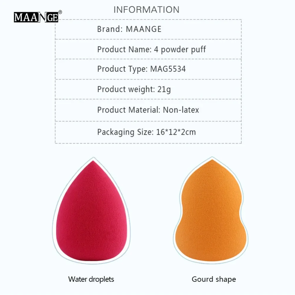 4 шт./лот губка для макияжа с каплями воды пудры лица Инструменты быть больше в