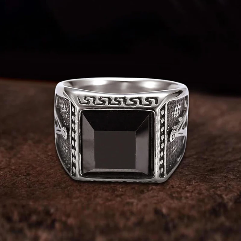 

Retro Punk Hip Hop Rock Trend Freemason Domineering Men's Ring Holiday Gift Party Jewelry Wholesale