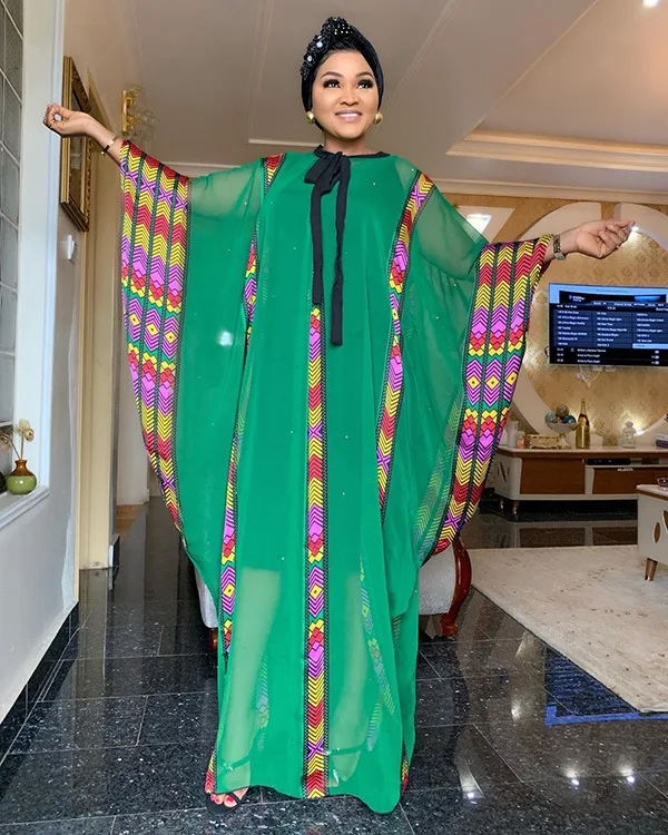 Новая мода супер размер Африканский шифон свободные длинные Дашики Традиционные