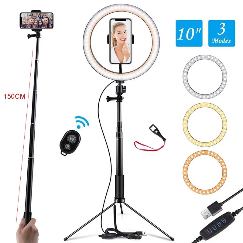 Светодиодный Профессиональный кольцевой светильник с подставкой Youtube Vidoe Live для
