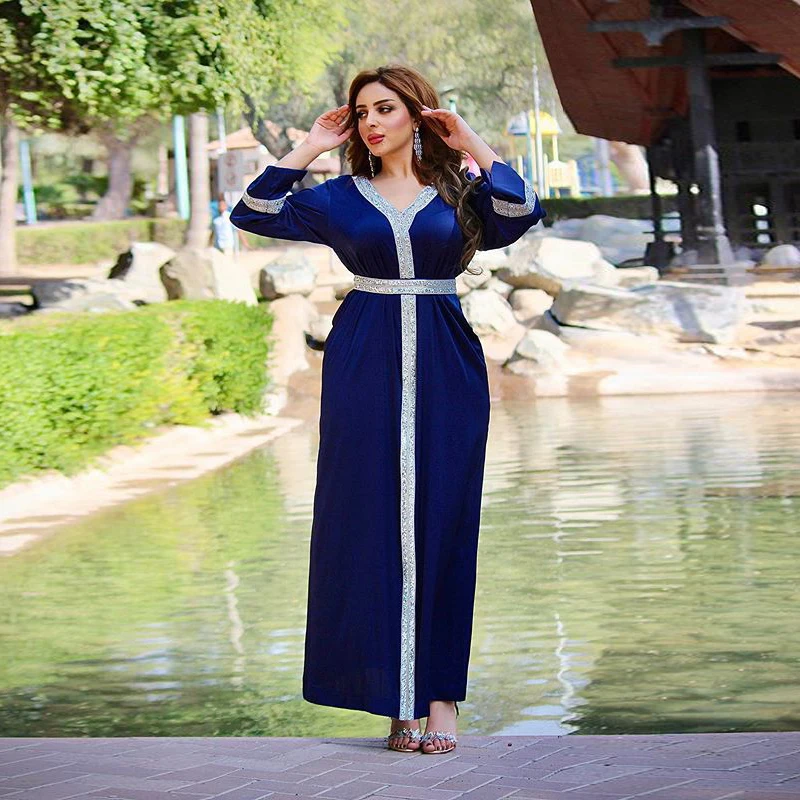 Caftan Марокканская Дубай Abaya мусульманское платье хиджаб женское атласное длинное
