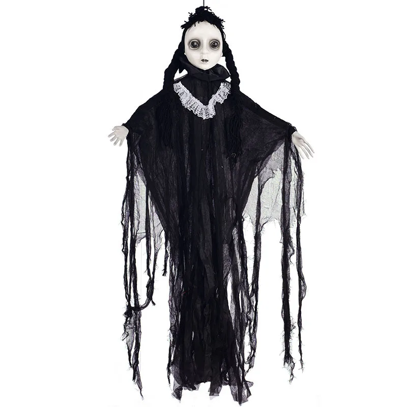 

Halloween Decoration Tricky Props Black Female Ghost Hanging Ghost Horror Party Decoration Scary Voice Control Induction Sound