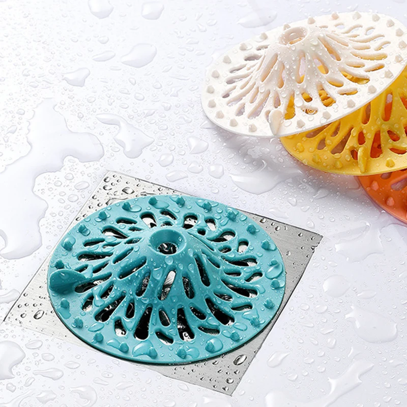 

Silicone Floor Drain Mat Bathroom Kitchen Hair Filter Anti-clogging of the Sink Pad Stopper Cover Strainer Anti-hair Clogging